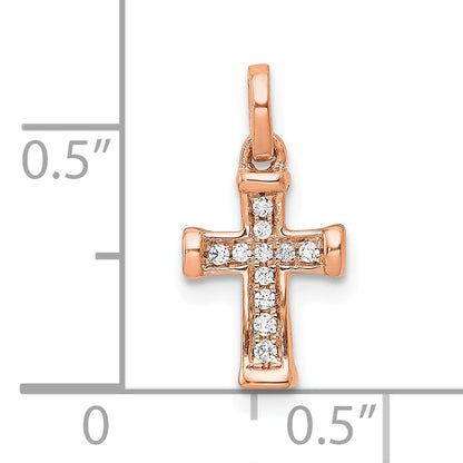 10K Rose Gold 10K Small 1/20Ct. Diamond Latin Cross Pendant