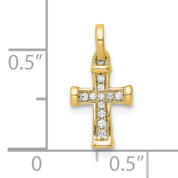 10K Yellow Gold 10K Small 1/20Ct. Diamond Latin Cross Pendant