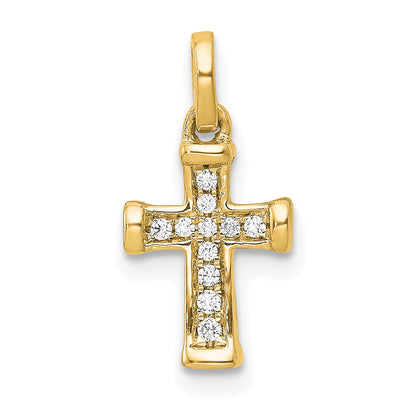 10K Yellow Gold 10K Small 1/20Ct. Diamond Latin Cross Pendant