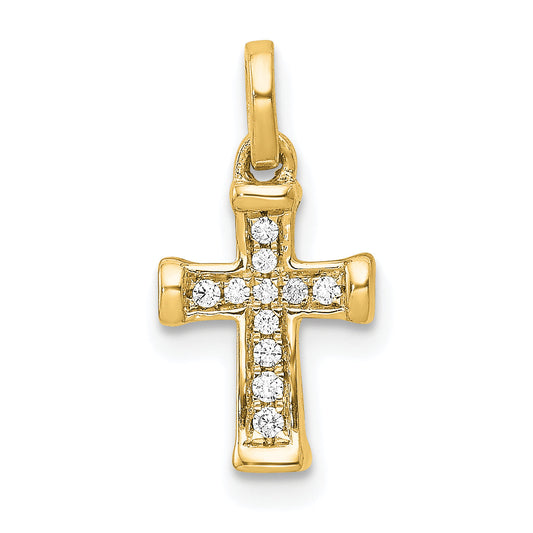 10K Yellow Gold 10K Small 1/20Ct. Diamond Latin Cross Pendant