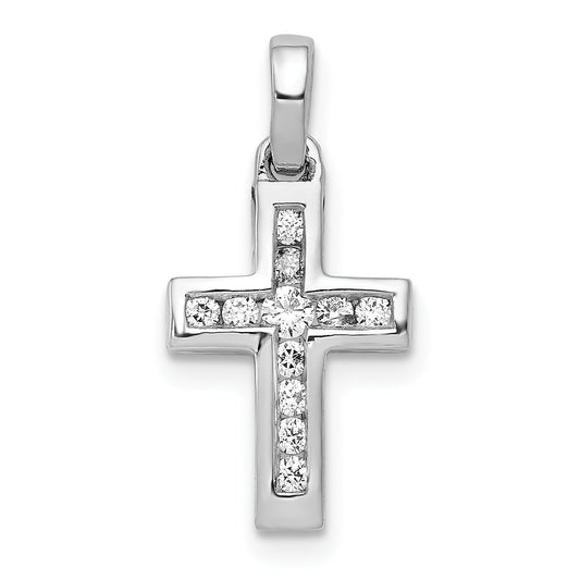 10K White Gold 10K 1/6Ct. Diamond Latin Cross Pendant