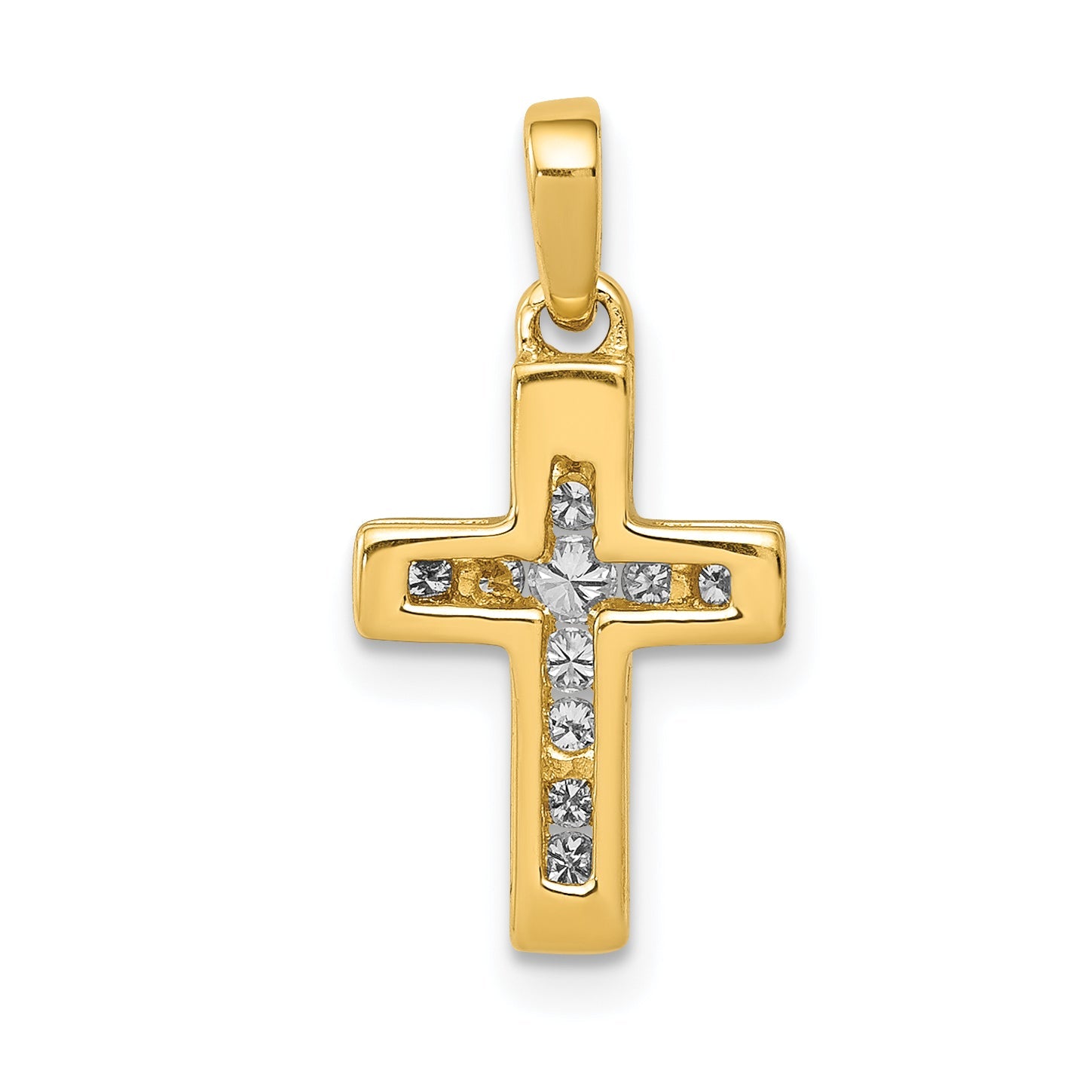 10K Yellow Gold 10K 1/6Ct. Diamond Latin Cross Pendant