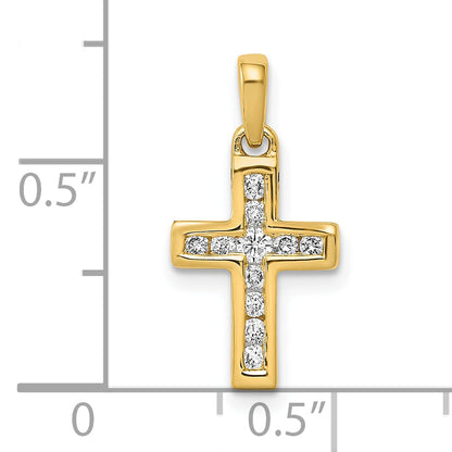 10K Yellow Gold 10K 1/6Ct. Diamond Latin Cross Pendant
