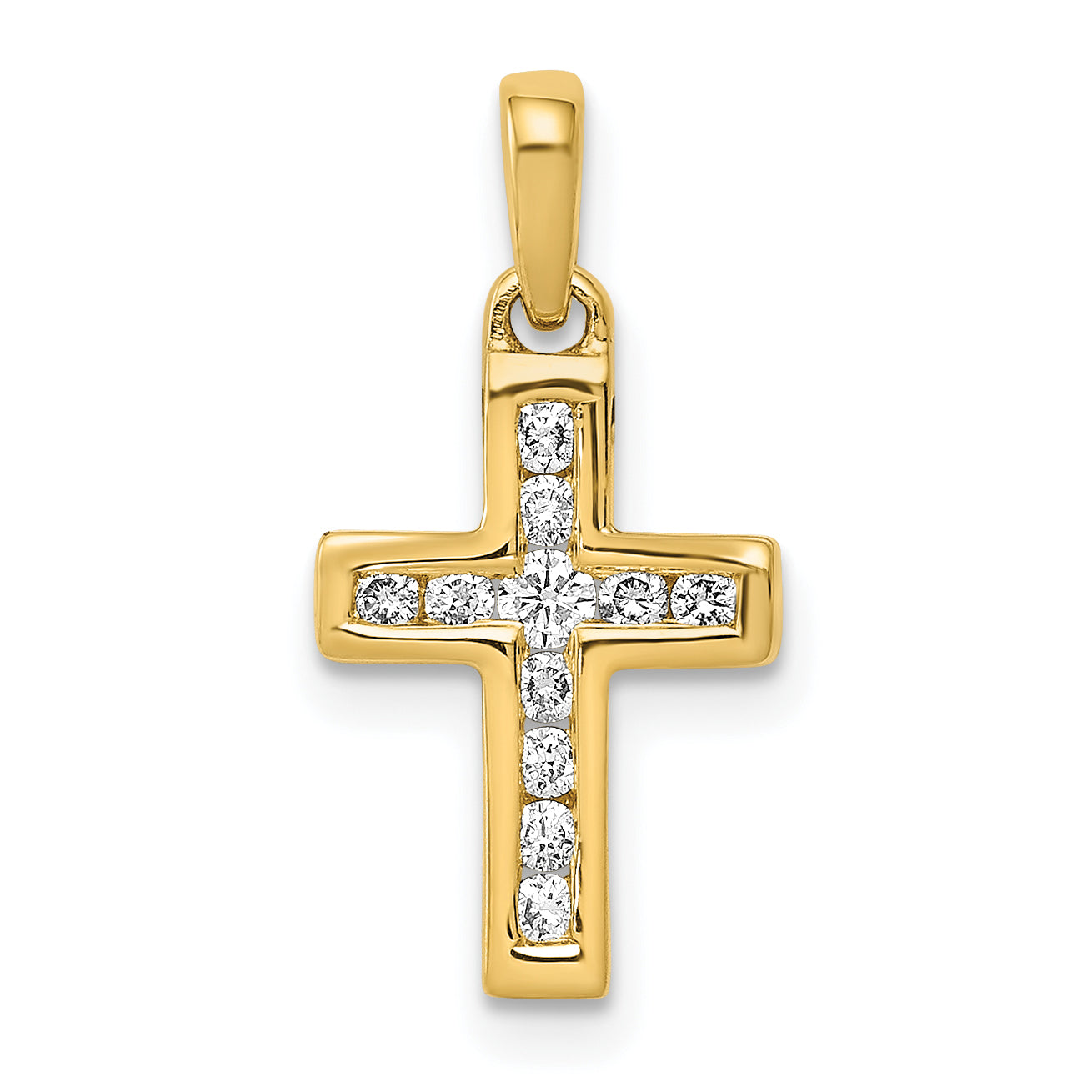 10K Yellow Gold 10K 1/6Ct. Diamond Latin Cross Pendant