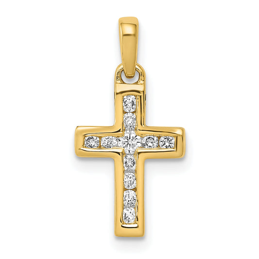 10K Yellow Gold 10K 1/6Ct. Diamond Latin Cross Pendant