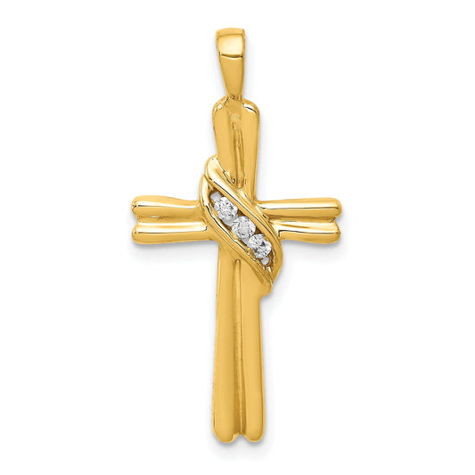 10K Yellow Gold 10K Aa Diamond Cross Pendant