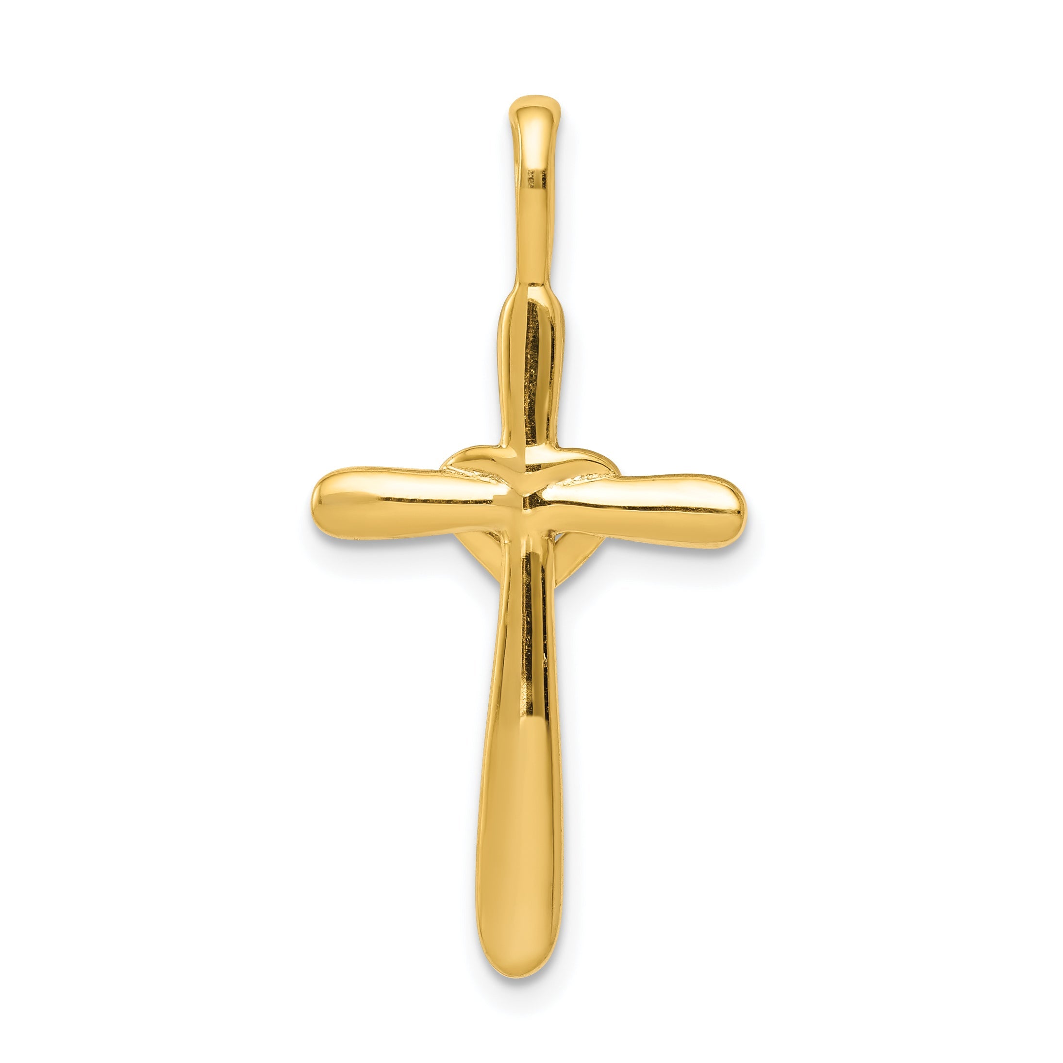 10K Yellow Gold 10K Diamond Cross W/Heart Pendant