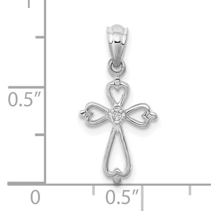 10K White Gold 10K Diamond Accented Cross Pendant