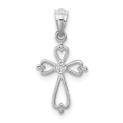 10K White Gold 10K Diamond Accented Cross Pendant