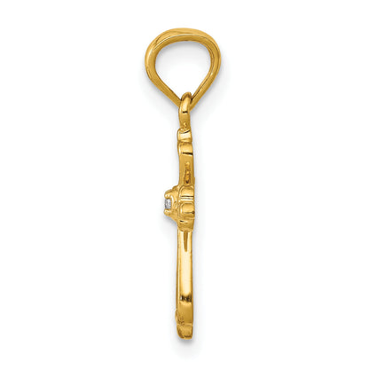 10K Yellow Gold 10K Diamond Accented Cross Pendant