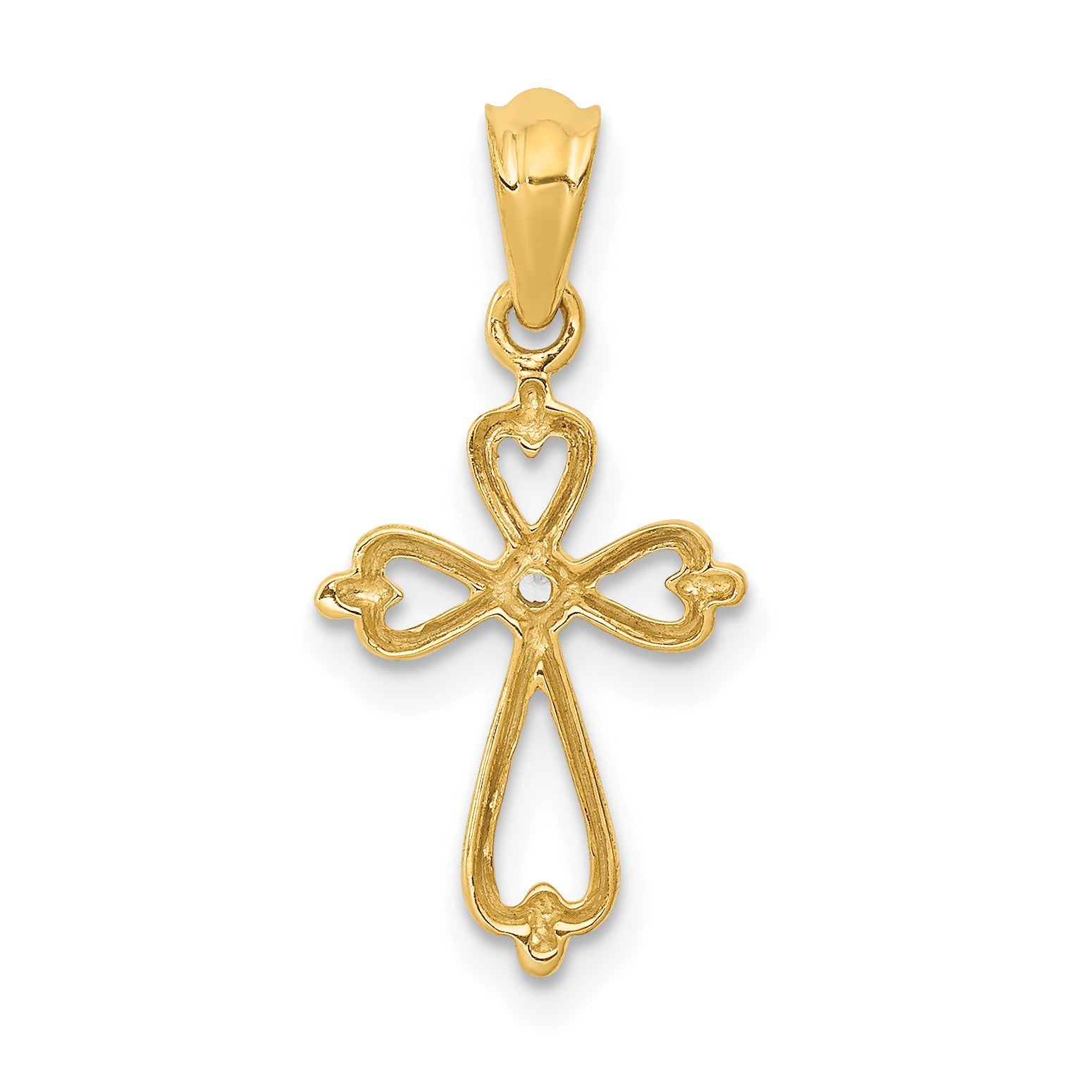 10K Yellow Gold 10K Diamond Accented Cross Pendant