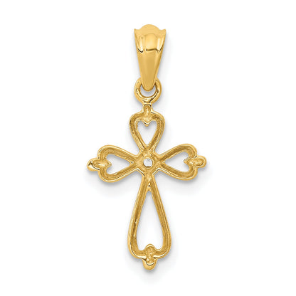 10K Yellow Gold 10K Diamond Accented Cross Pendant