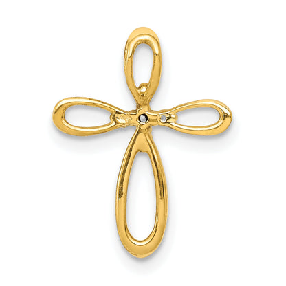 10K Yellow Gold 10K Diamond Cross Slide Pendant