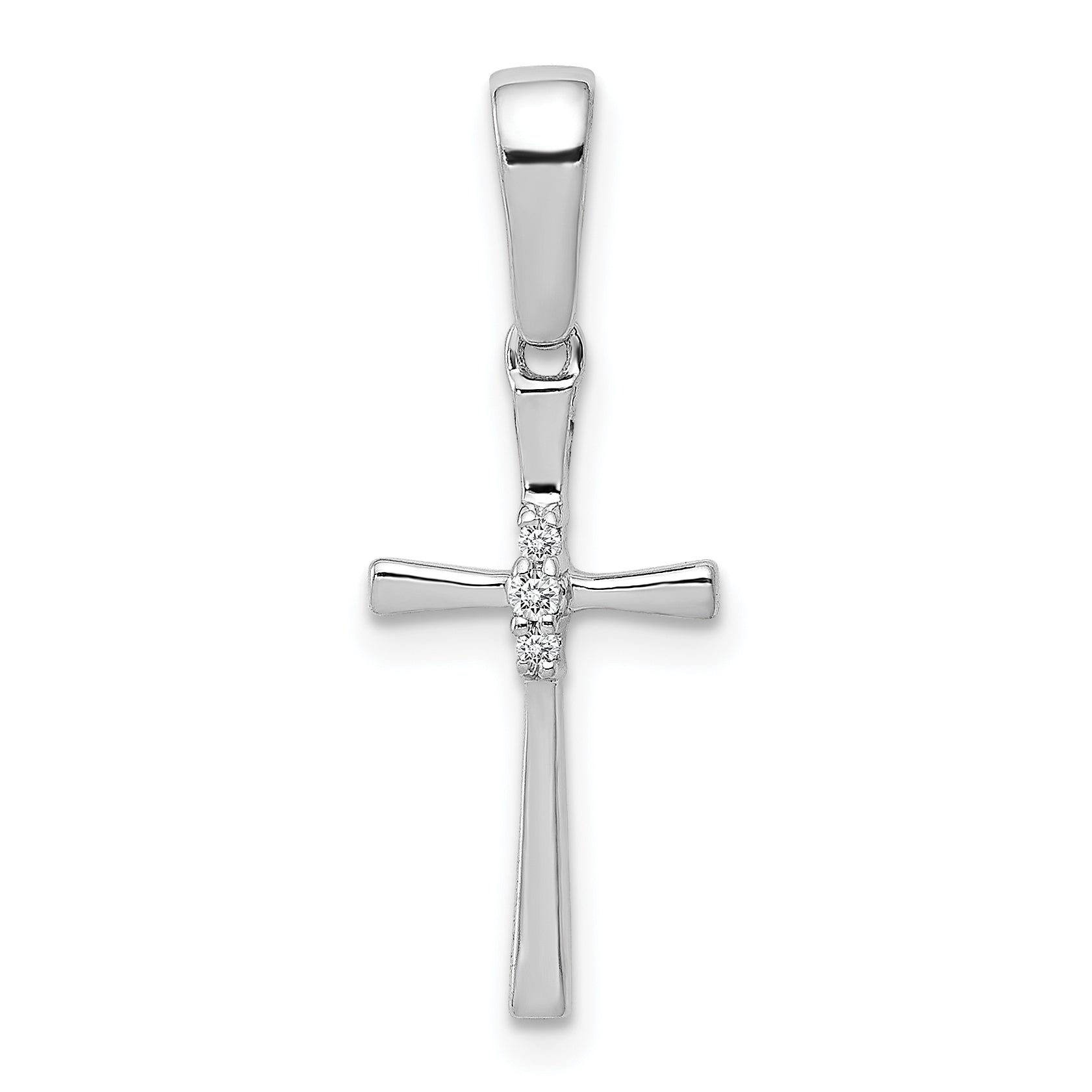10K White Gold 10K .02Ct. Diamond Cross Pendant