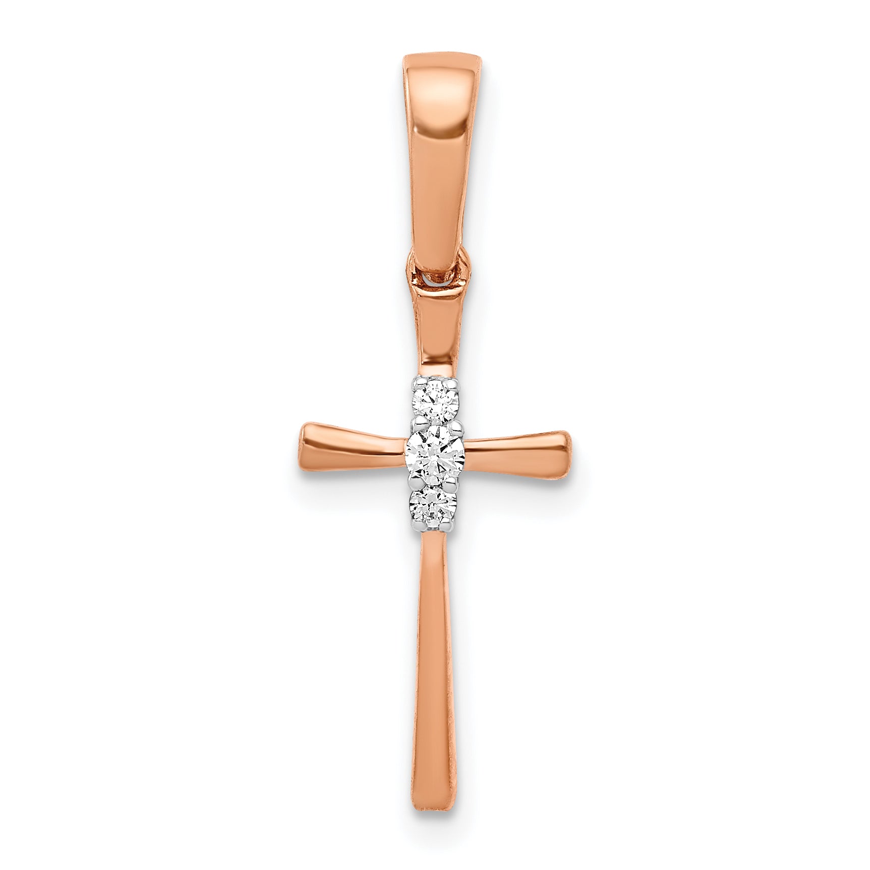 10K Rose Gold .03Ct. Diamond Cross Pendant