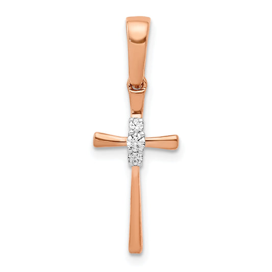 10K Rose Gold .03Ct. Diamond Cross Pendant