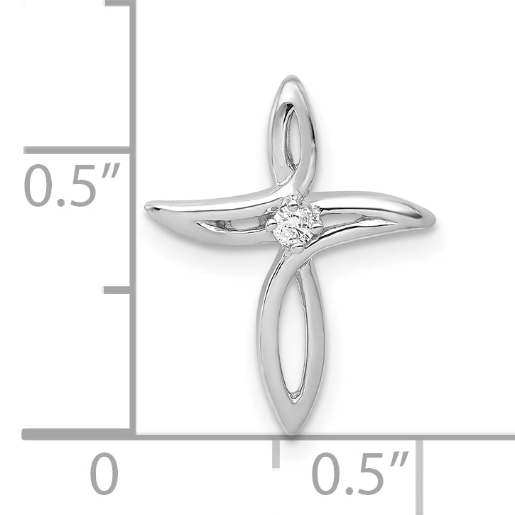 10K White Gold 10K Aa Diamond Cross Pendant