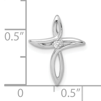 10K White Gold 10K Aa Diamond Cross Pendant