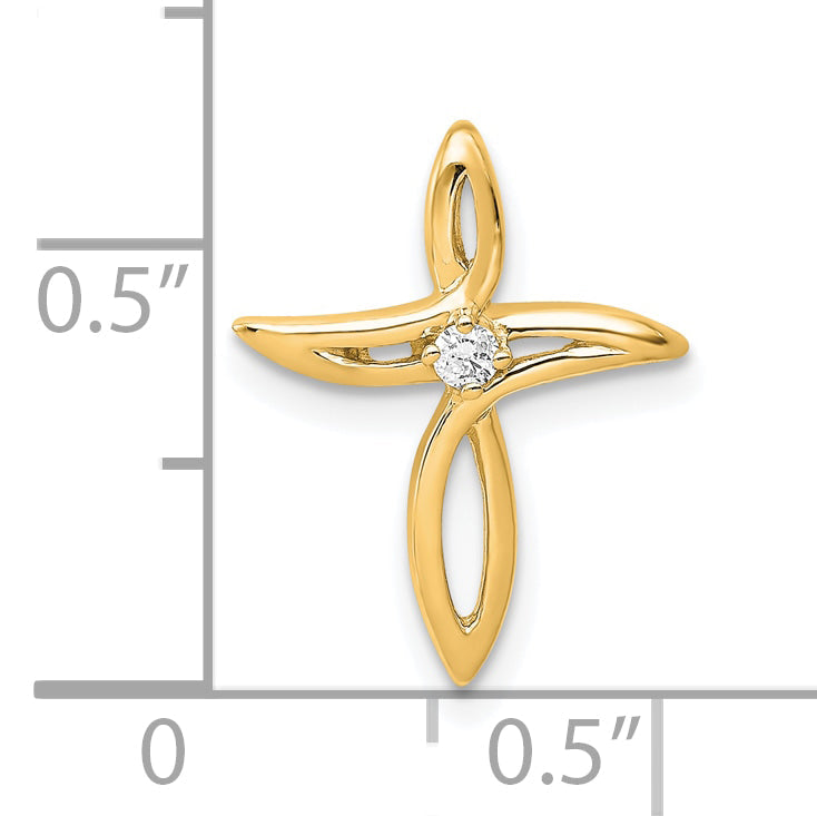 10K Yellow Gold 10K Aa Diamond Cross Pendant