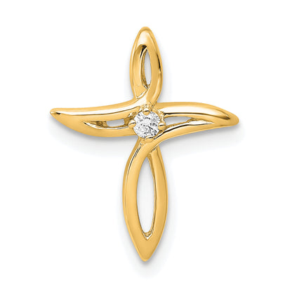 10K Yellow Gold 10K Aa Diamond Cross Pendant