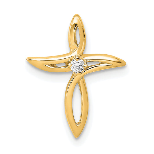 10K Yellow Gold 10K Aa Diamond Cross Pendant