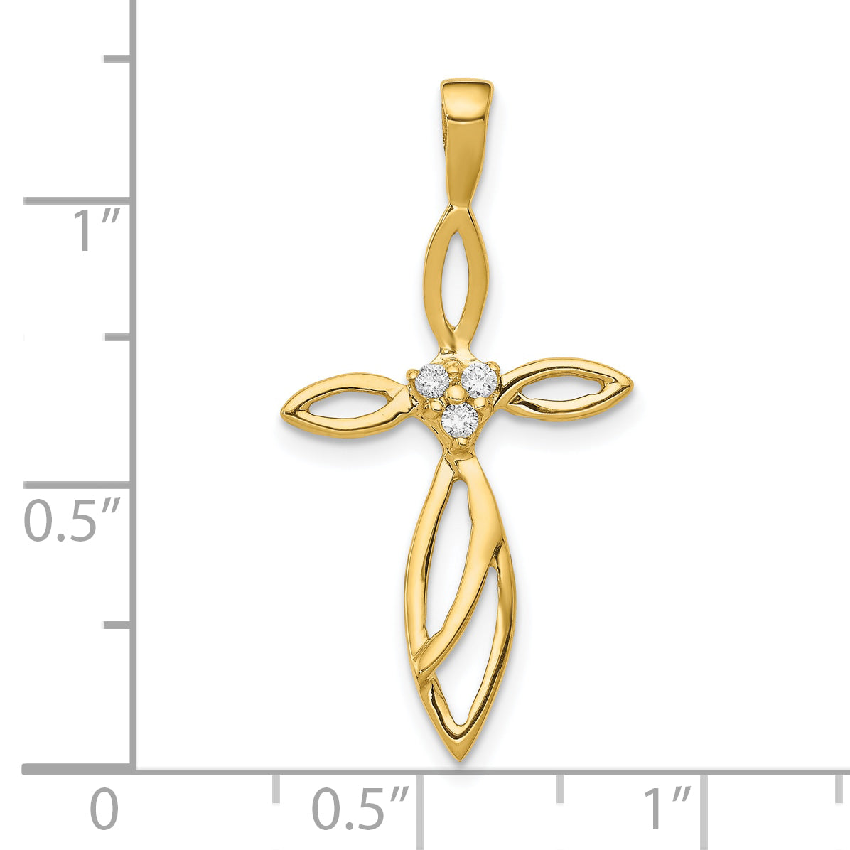 10K Yellow Gold 10K Aa Diamond Cross Pendant