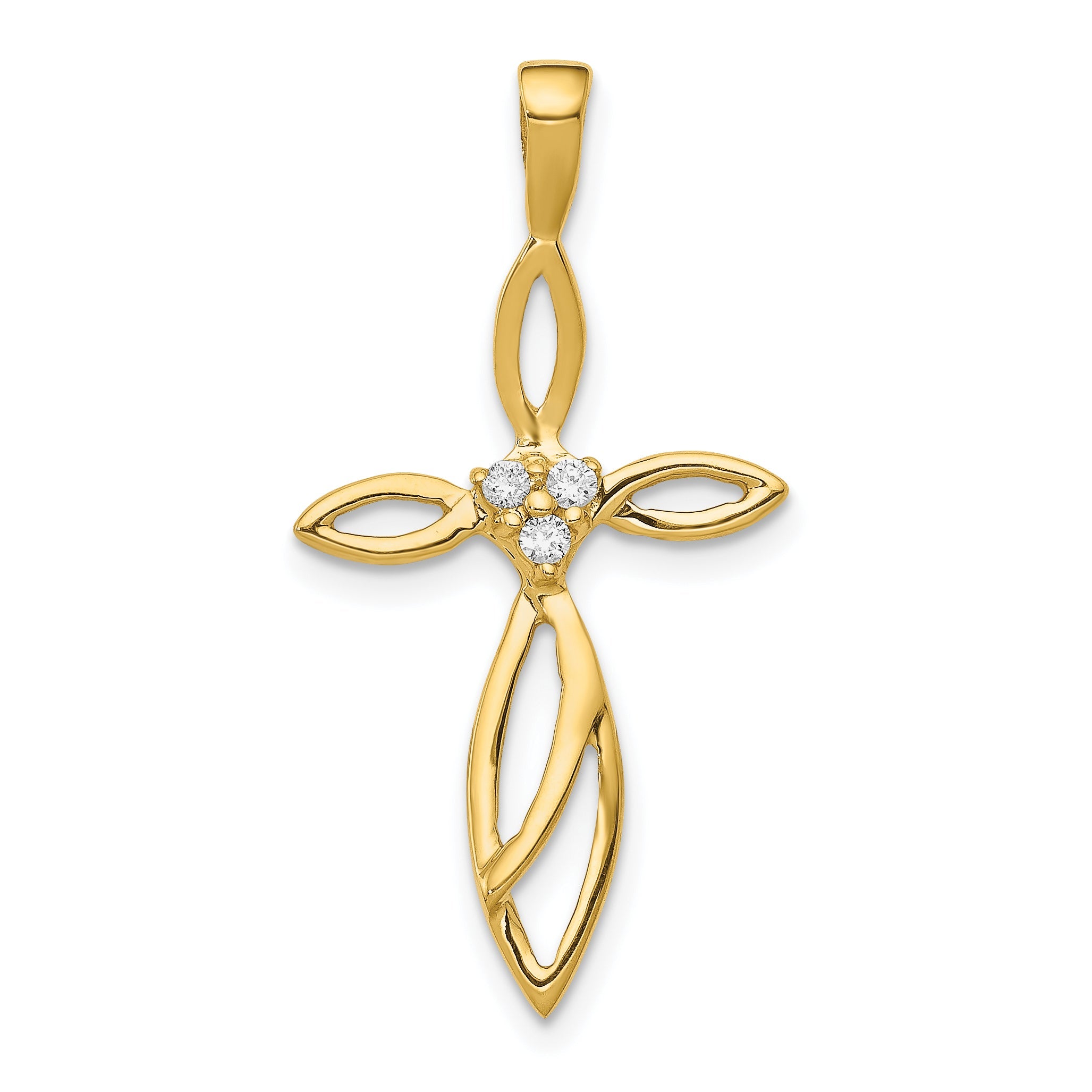 10K Yellow Gold 10K Aa Diamond Cross Pendant