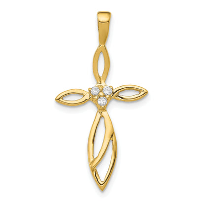 10K Yellow Gold 10K Aa Diamond Cross Pendant