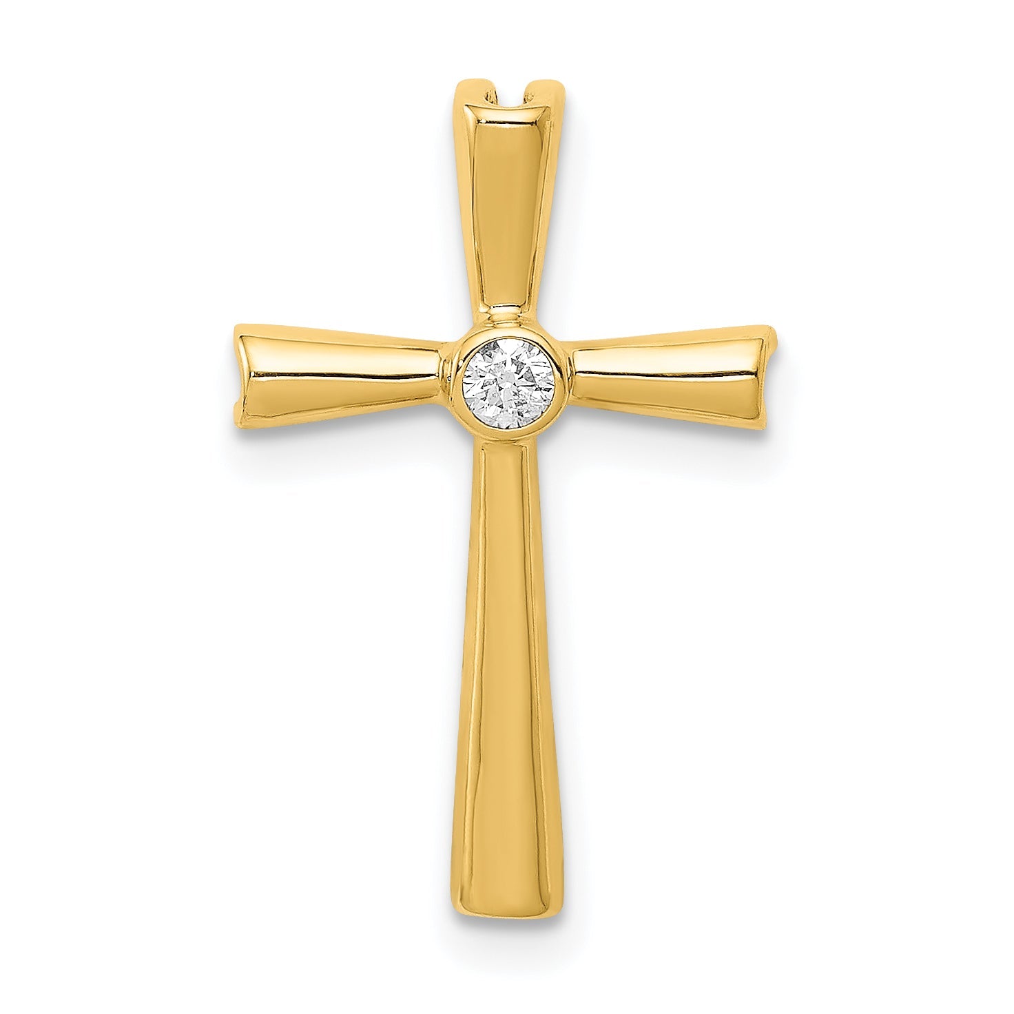 10K Yellow Gold 10K Aa Diamond Cross Pendant