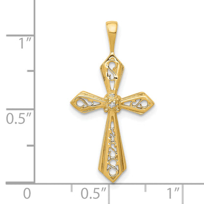 10K Yellow Gold 10K Aa Diamond Passion Cross Pendant
