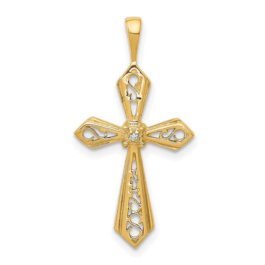 10K Yellow Gold 10K Aa Diamond Passion Cross Pendant