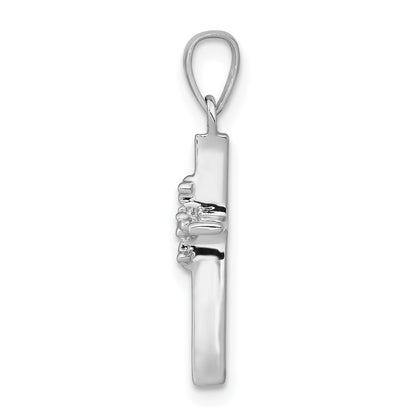 10K White Gold 10K .01Ct. Diamond Polished Budded Cross Pendant