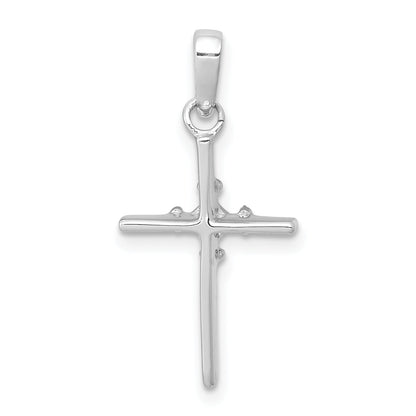10K White Gold 10K .01Ct. Diamond Polished Budded Cross Pendant