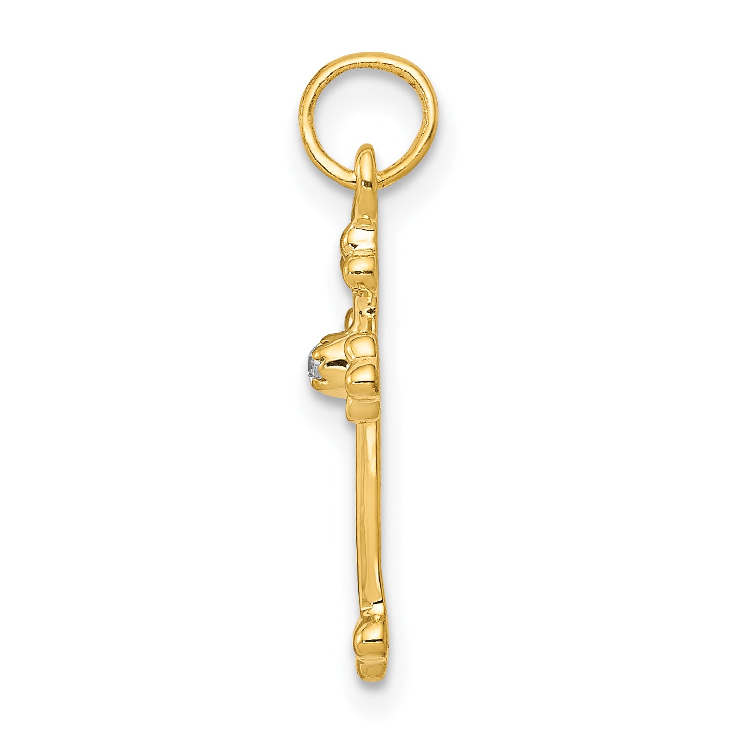 10K Yellow Gold 10K Small Diamond Budded Cross Pendant