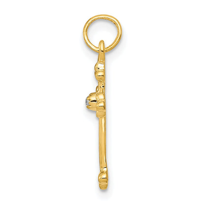 10K Yellow Gold 10K Small Diamond Budded Cross Pendant