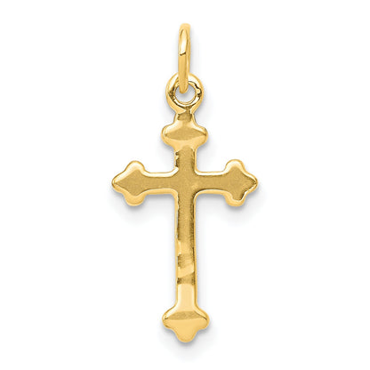 10K Yellow Gold 10K Small Diamond Budded Cross Pendant