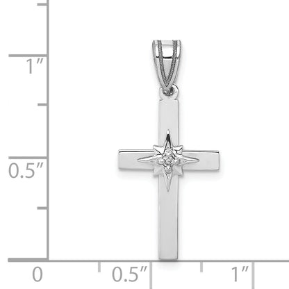 14K White Gold .01Ct Diamond Cross Pendant