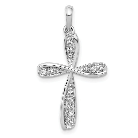 10K White Gold 10K 1/15Ct. Diamond Cross Pendant