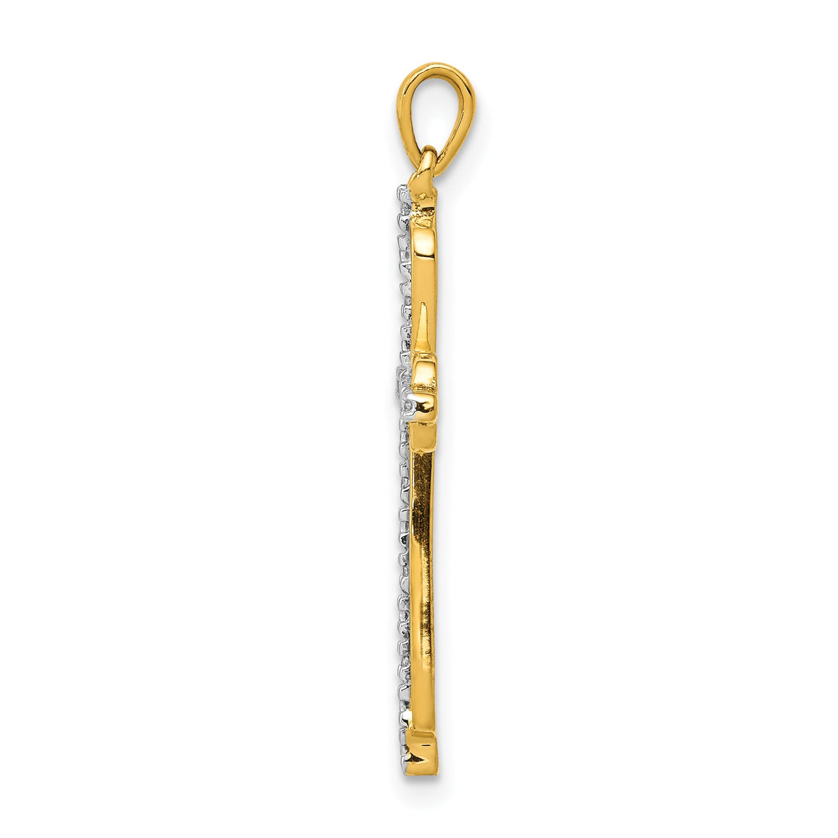 10K Yellow W/Rhodium 10K & Rhodium .03Ct. Diamond Cross Pendant (PM5066 ...