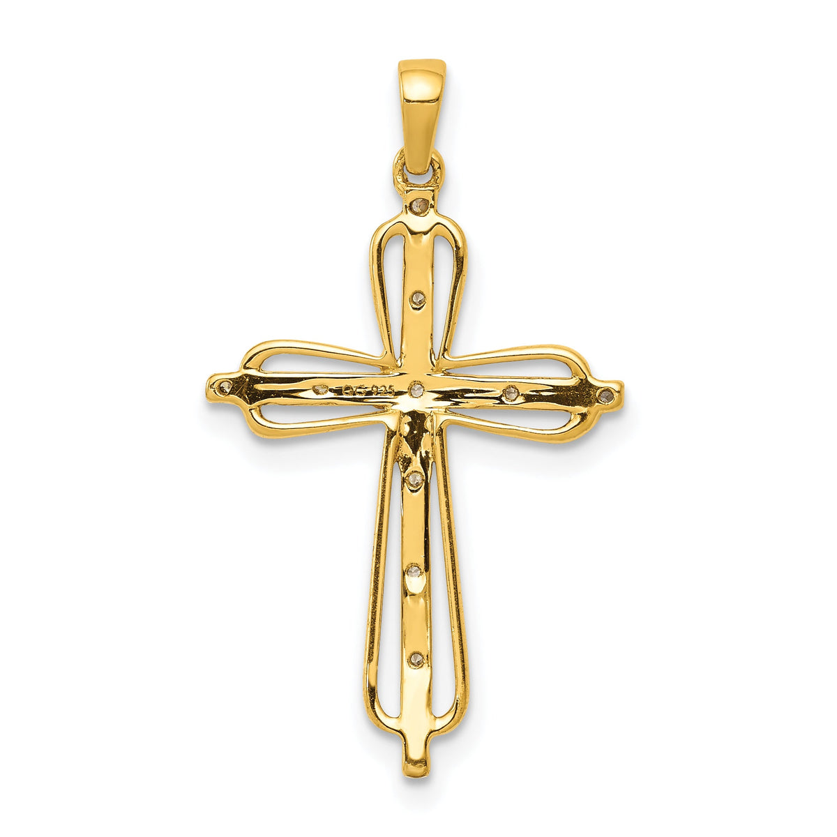 10K Yellow W/Rhodium 10K & Rhodium .03Ct. Diamond Cross Pendant (PM5066 ...