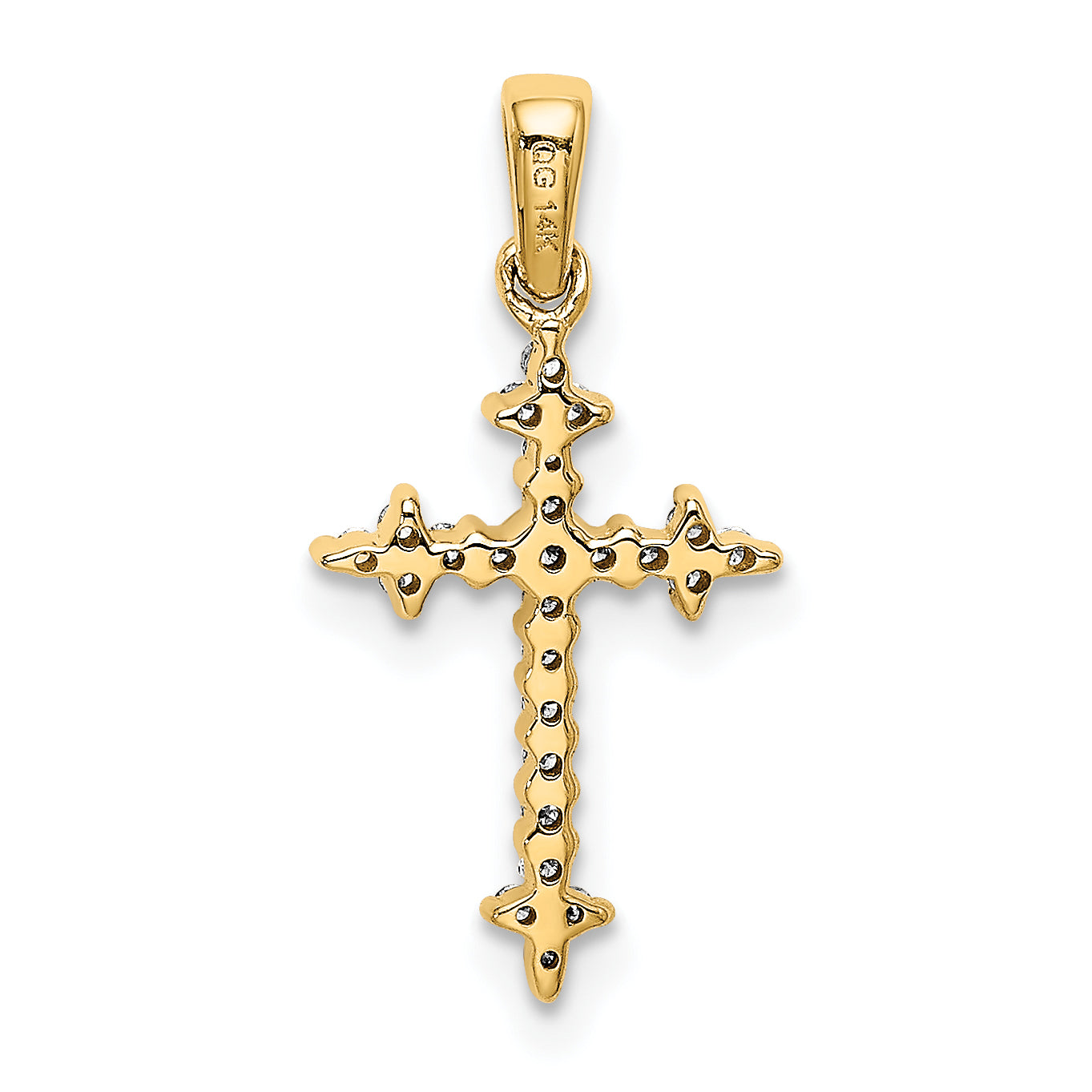 10K Yellow Gold 10K 1/10Ct. Diamond Fleur De Lis Cross Pendant