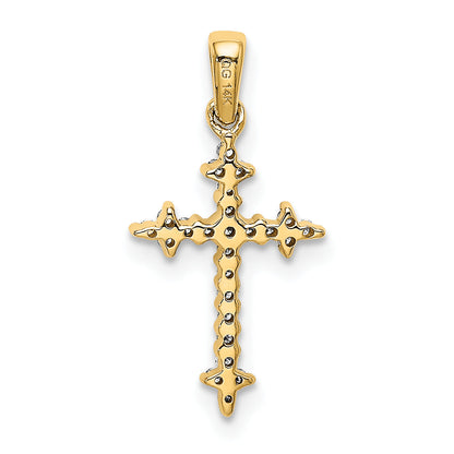10K Yellow Gold 10K 1/10Ct. Diamond Fleur De Lis Cross Pendant