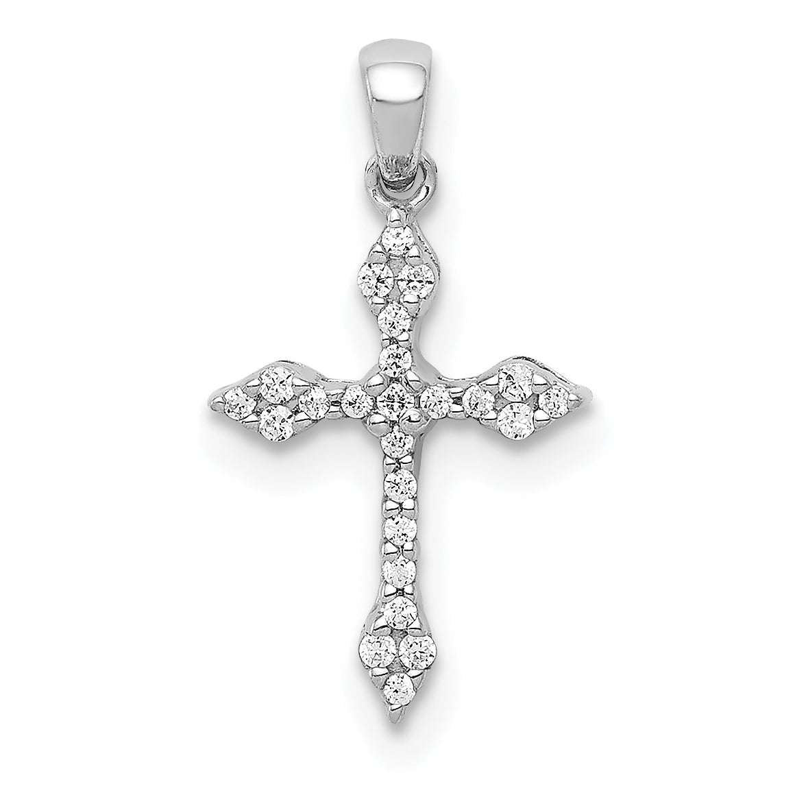 14K White Gold 1/15Ct. Diamond Cross Pendant