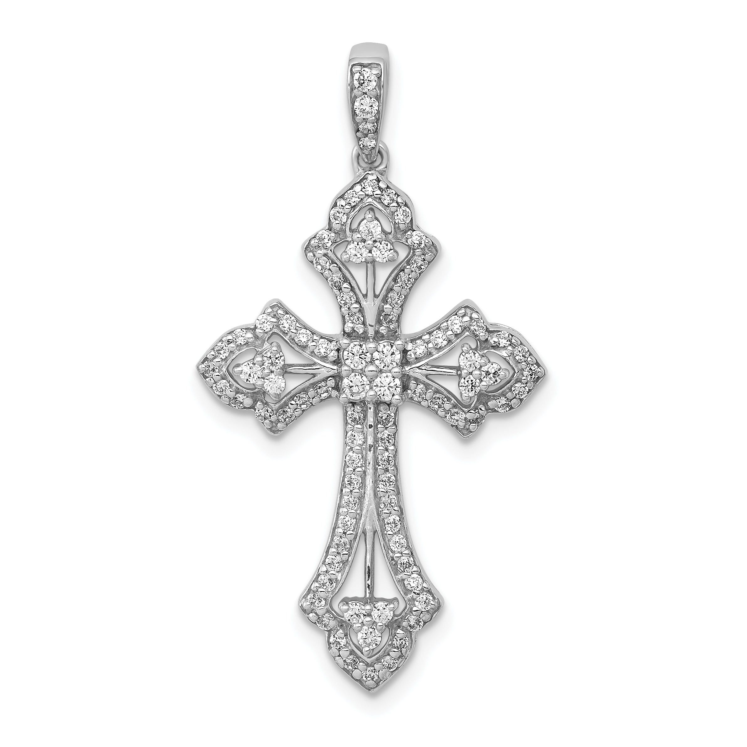10K White Gold 10K 1/2Ct. Diamond Fancy Cross Pendant
