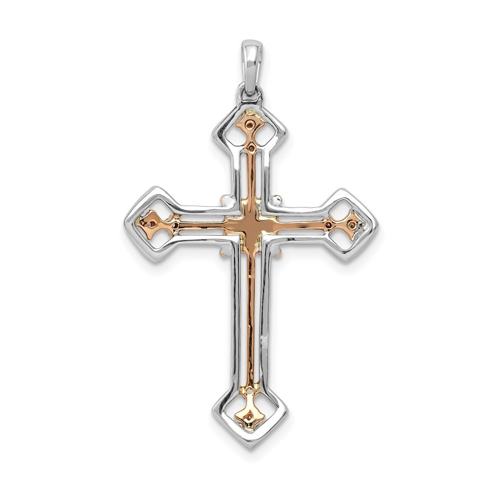 14k Two-tone Two Tone Rose and White Gold 3/8 Ct. Lab Grown Diamond VS/SI+ G+ Cross Pendant