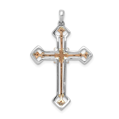 14k Two-tone Two Tone Rose and White Gold 3/8 Ct. Lab Grown Diamond VS/SI+ G+ Cross Pendant