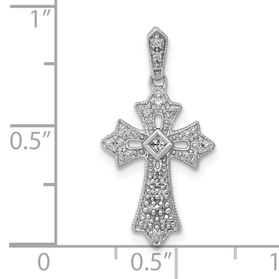 10K White Gold 10K 1/10Ct. Diamond Fancy Cross Pendant