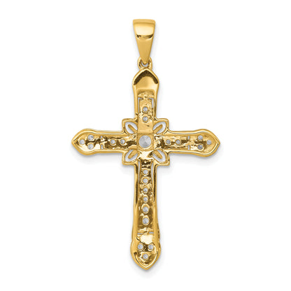 10K Yellow Gold 1/3Ct. Diamond Filigree Cross Pendant