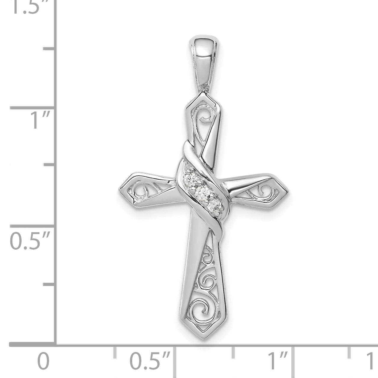 10K White Gold 10K 1/20Ct. Diamond Cross Pendant