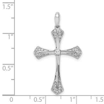 CUSTOM ORDER - FLAT BACK - 14k White Gold 1/6ct. Real Diamond Cross Pendant